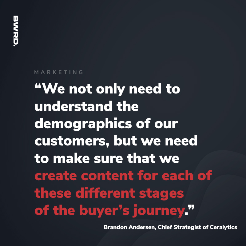 “We not only need to understand the demographics of our customers, but we need to make sure that we create content for each of these different stages of the buyer’s journey.” -Kyle Gray, Founder of Conversion Cake